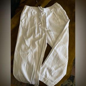 FREE PEOPLE Cotton linen blend, Pull-up pants. Cropped/WL
SIZE: L / Color: WHITE